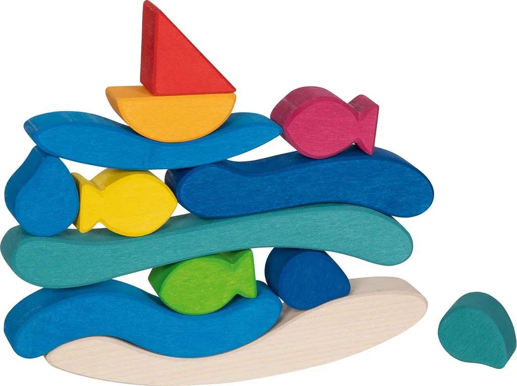 Jouet en bois d'empilage Monde aquatique - Apprendre l'équilibre 2 ans