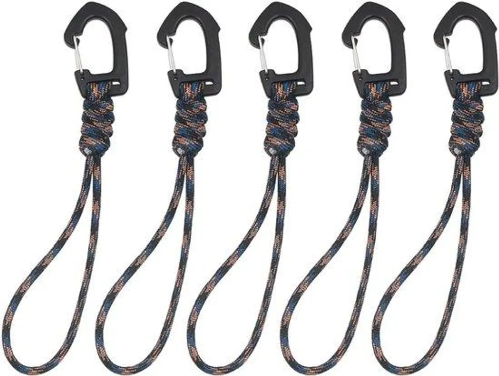Lot de 5 porte-clés verts avec cordon tressé et mousqueton robuste