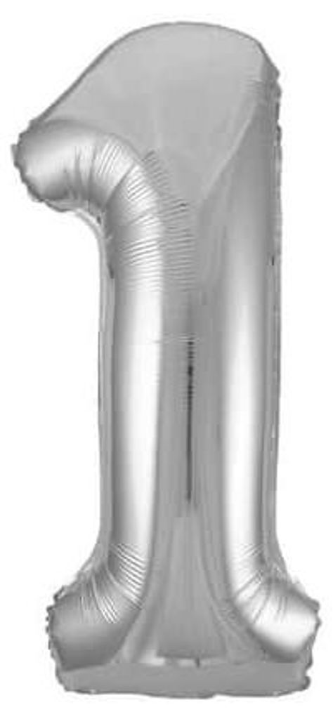 Minifolienballon Zahl 1 silber - ca. 40 cm Obrázok produktu 