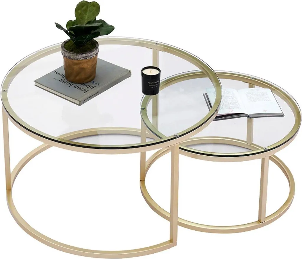 Tables basses gigognes Bolt Edge dorées lot de 2 gain de place et design