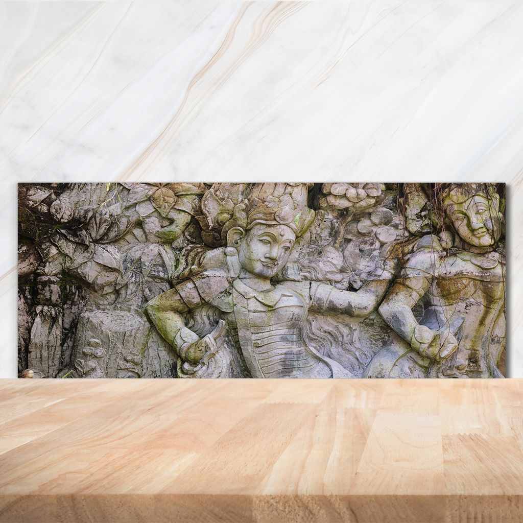 Tulup Küchenrückwand Spritzschutz aus Glas -125x50 -Spritzschutz auf gehärtetes Glas Sehenswürdigkeiten Steinskulptur