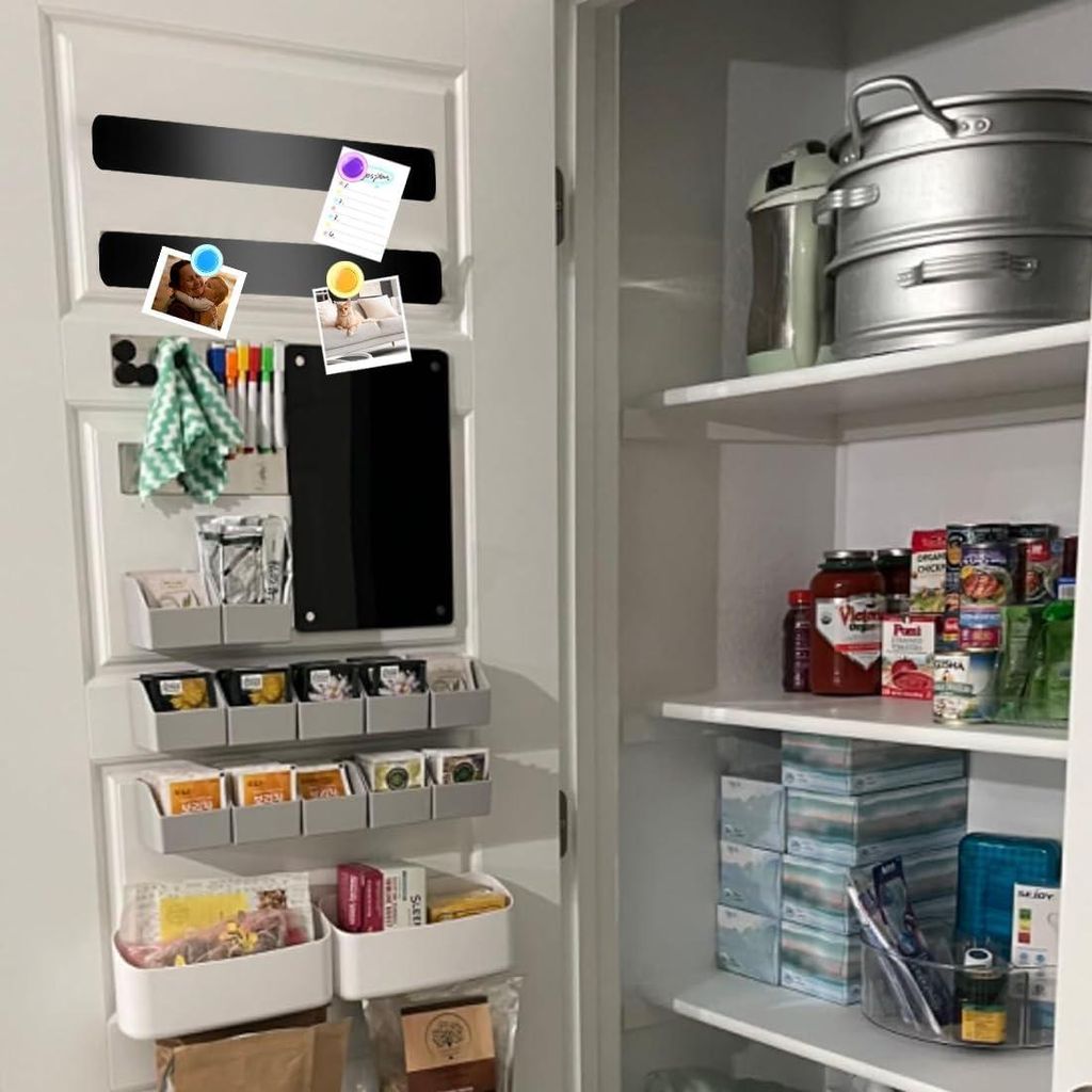 Selbstklebendes Magnetboard Memoboard Schwarz 26 x 300 mm - Starke Magnetstreifen - Für Whiteboard - 4 Stück - Inklusive 10 Magneten