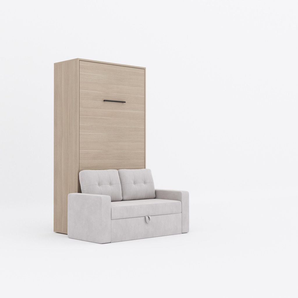 Schrankbett M3 Vertikal 100x200 cm mit Sofa Kaiserberg Eiche