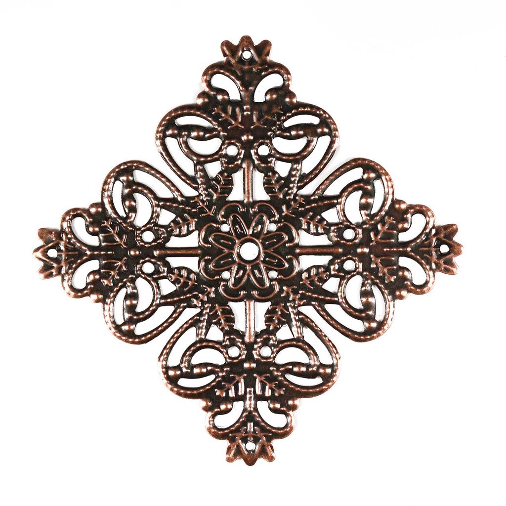 100 dekorative Metall-Ornamente, Verzierungen, Floral, 4,5 x 2,3 cm,  altmessing | maDDma Bastelbedarf