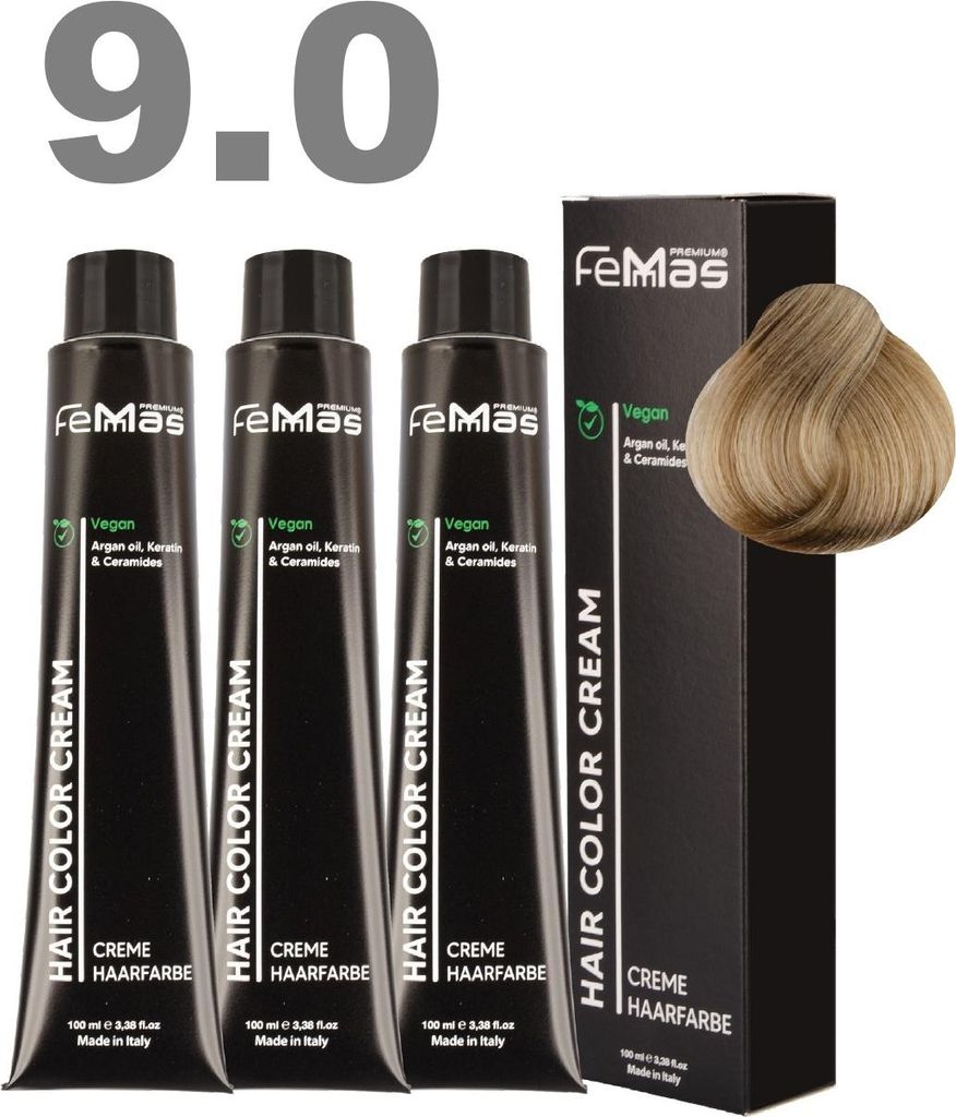FemMas Haarfarbe mit Arganöl Lichtblond Intensiv 9.0 | Produktbild 