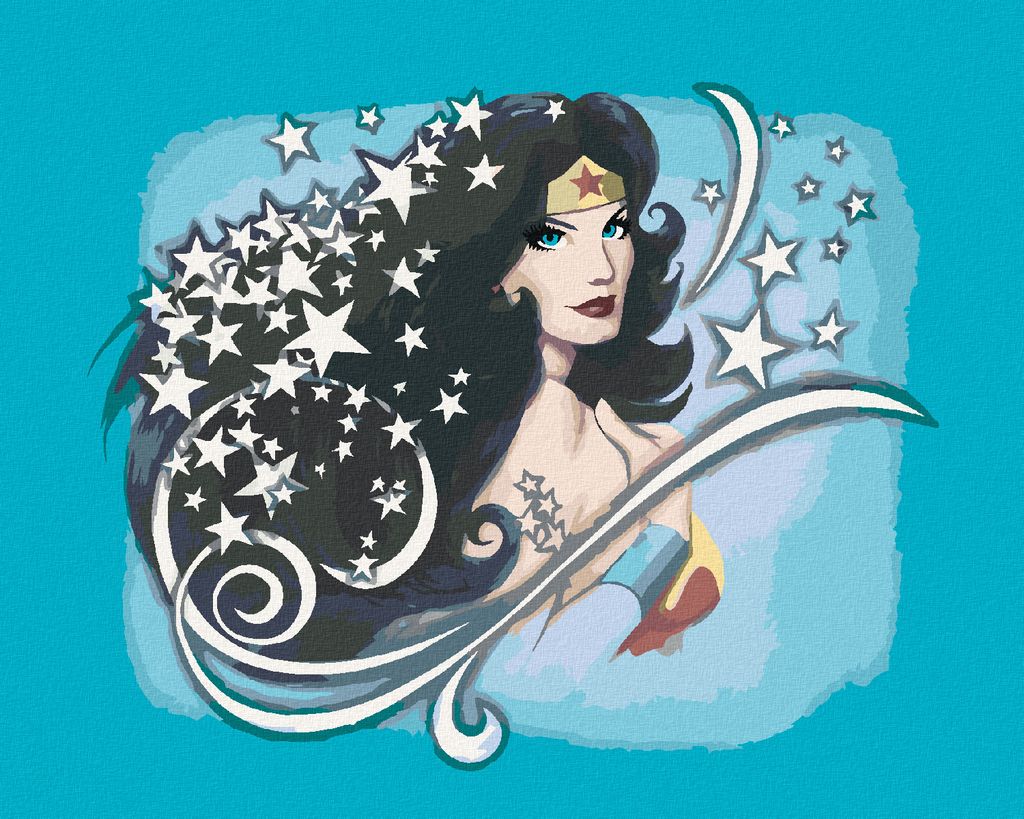 Zuty - Malen nach Zahlen - STAR WONDER WOMAN, 40x50 cm, mit Keilrahmen (bereits gespannt)