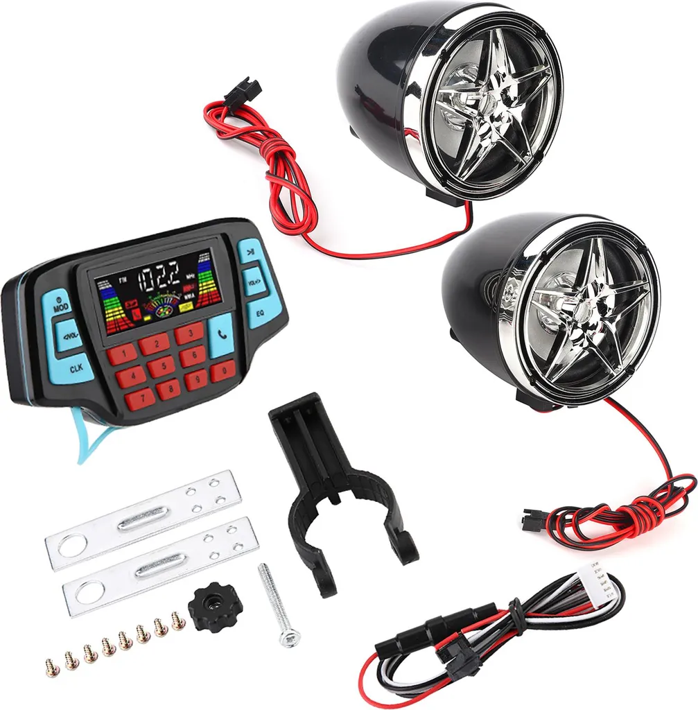 Système audio moto robuste étanche IP65 avec Radio FM et lecteur MP3