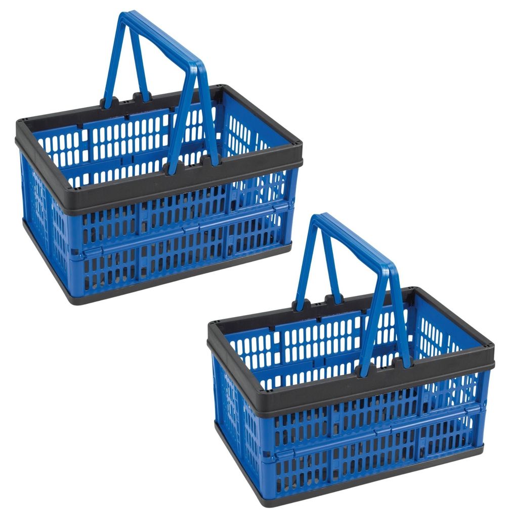 Novaliv Klappbox Blau 2er Set - 16L Faltkorb mit Henkeln - Produktbild 