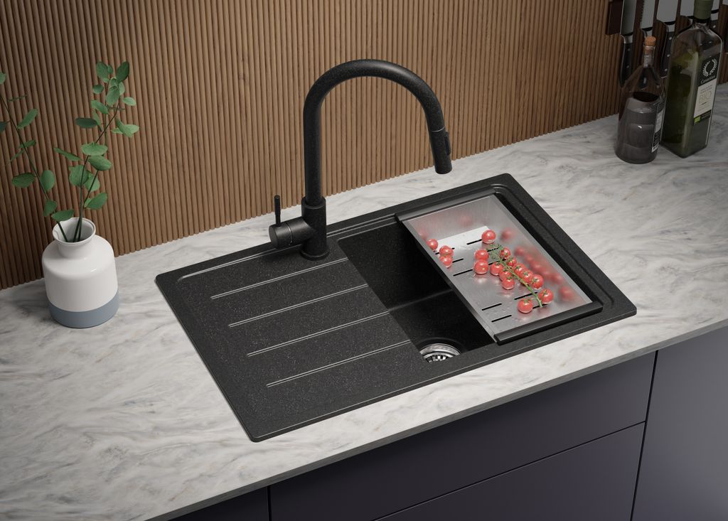 PRIMAGRAN Spülbecken Anthrazit 70x44cm, Granitspüle 1 Produktbild 