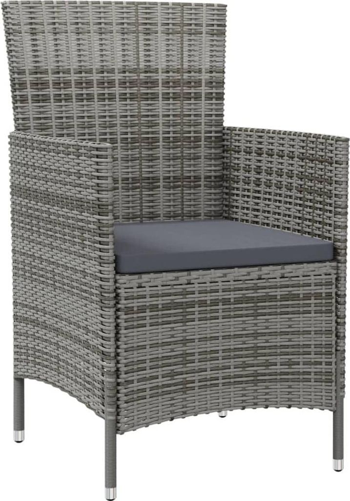 vidaXL Gartenstühle mit Kissen 4 Stk. Poly Rattan Grau Produktbild 
