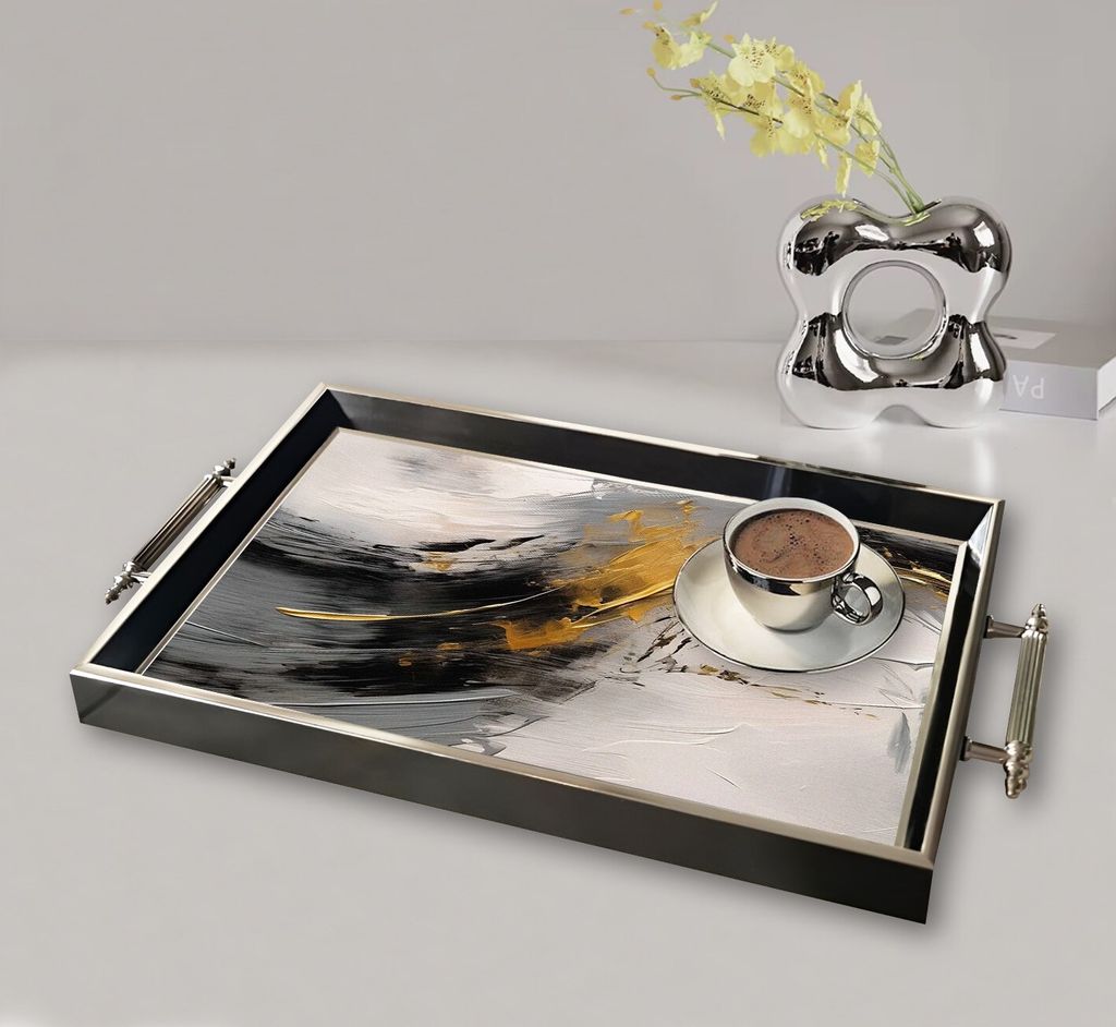 Evila Originals, TPG9927, Tablett, Mehrfarbig, 100 % GLAS, 50 x 29 x 3,5 cm