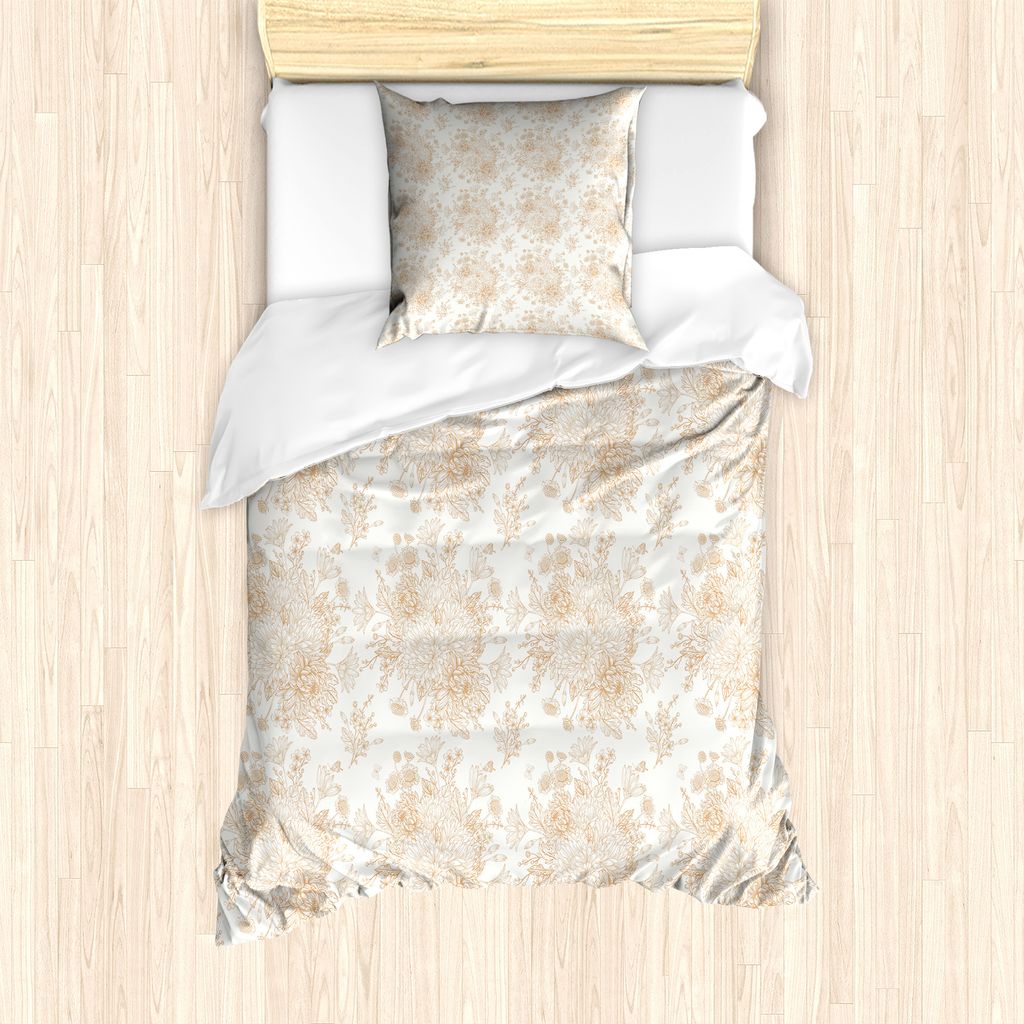 ABAKUHAUS Jahrgang Bettbezug Set für Einzelbetten, Soft Monochrome Bouquet, Milbensicher Allergiker geeignet mit Kissenbezug, 135 cm x 200 cm - 80...
