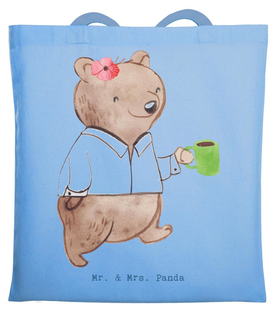 Mr. & Mrs. Panda Stoffbeutel Beamtin Herz - Sky Blue - Geschenk, Laptoptasche, Schultasche, Erfolgreich, Öffentlicher Dienst, Beamtentum, Beamte, ...
