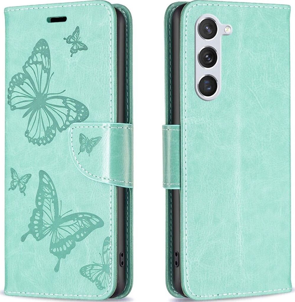 Mobigear Butterfly Samsung Galaxy S23 Hülle Klapphülle Geldbörse - Grün