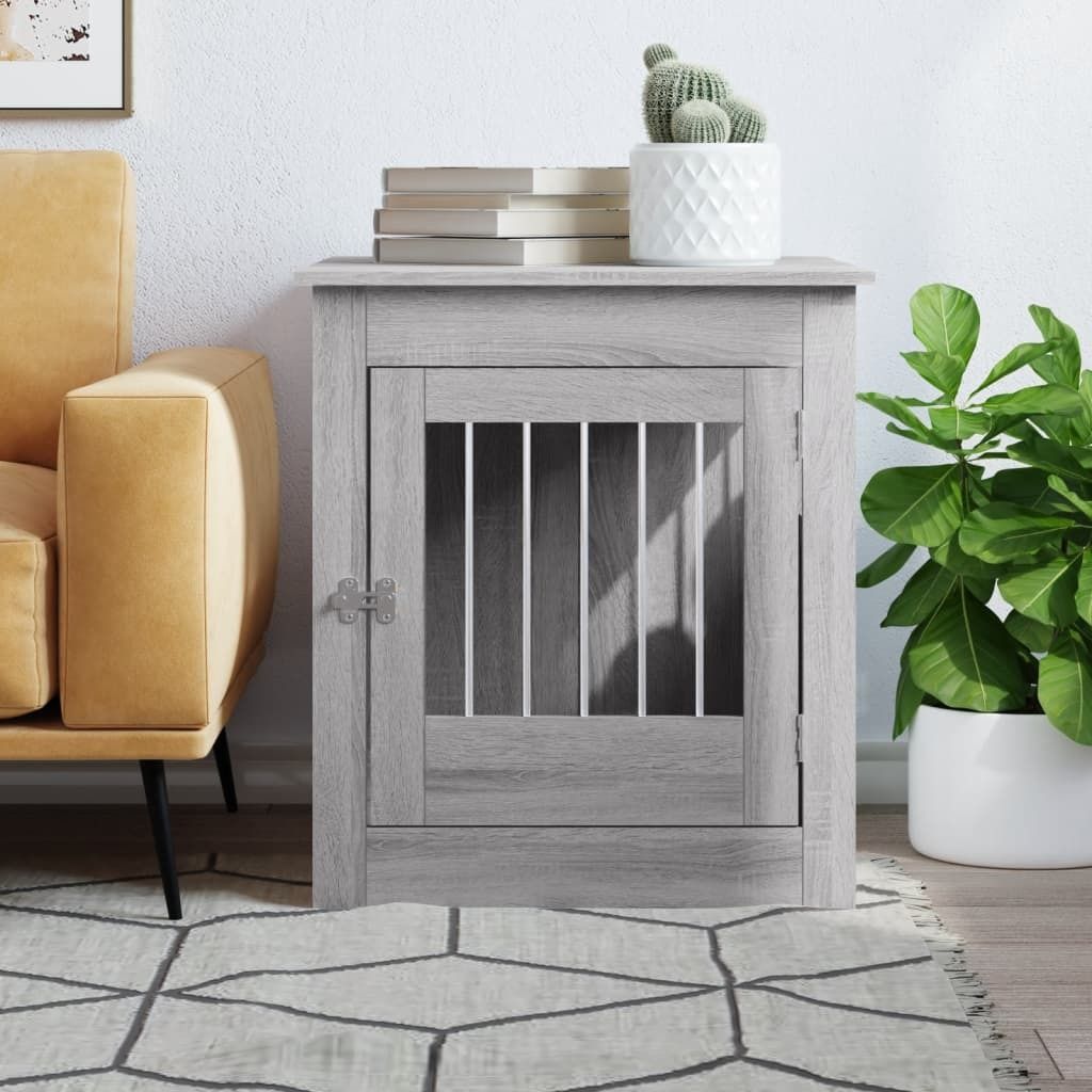 (Design 2026) Hundekäfig im Möbelstil Grau Sonoma 64,5x80x71cm Holzwerkstoff - HOMMIE 274867 - Hunde-Transportboxen