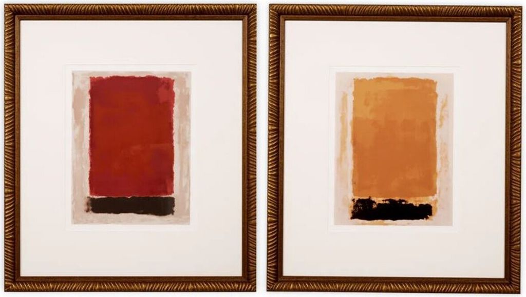 Casa Padrino Luxus Kunstdruck 2er Set Abstrakt Art by Clement Garnier Gold 73 x H. 83 cm