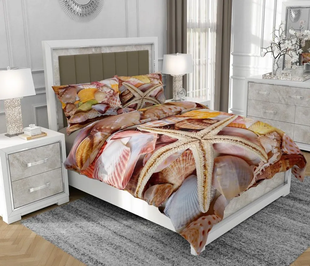 Biancheria da Letto 160x200 100% Cotone SOVIO Mare - Set 3 Pezzi
