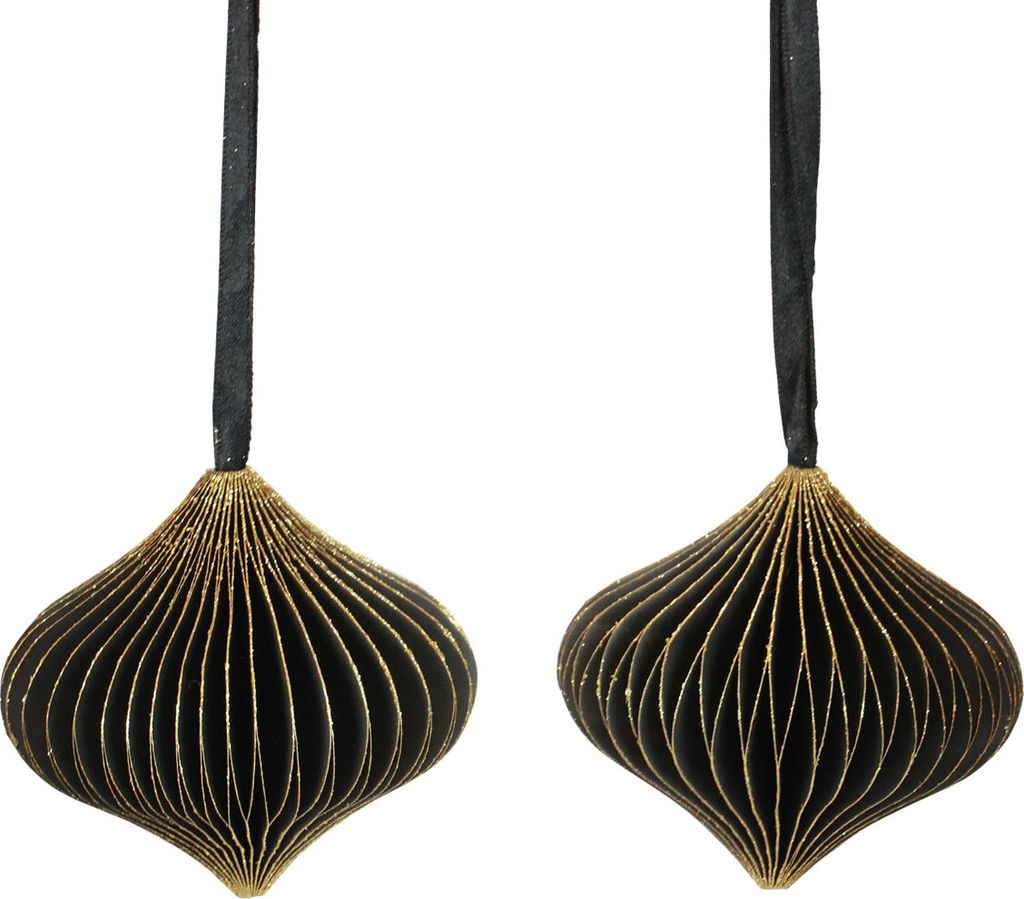 Wabenbälle Deko Zwiebel Schwarz Gold 8cm 4 Stück Weihnachten