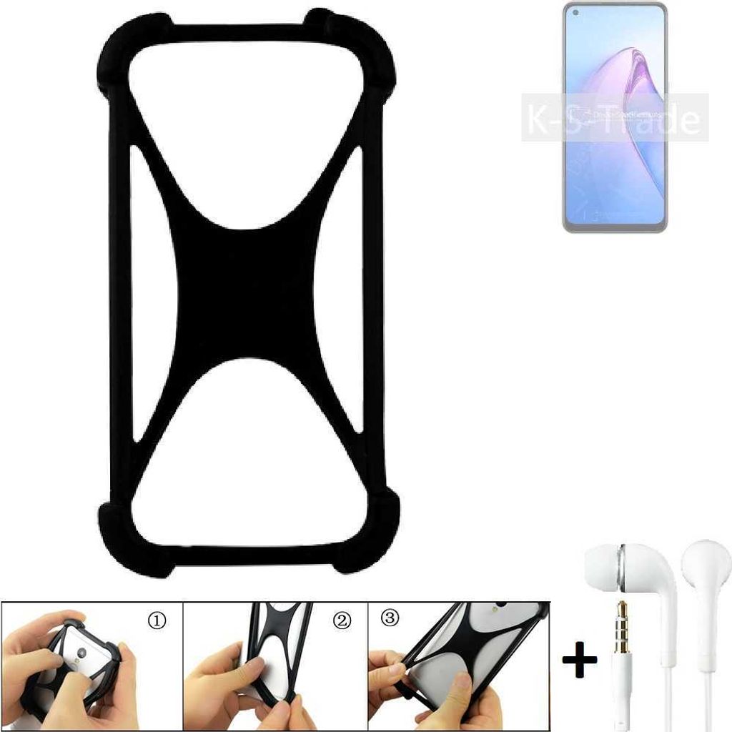 K-S-Trade Handy-Hülle + headphones kompatibel mit Oppo Reno8 4G Schutz-Hülle Bumper Silikon Cover Case Silikoncase Silikonbumper TPU Softcase