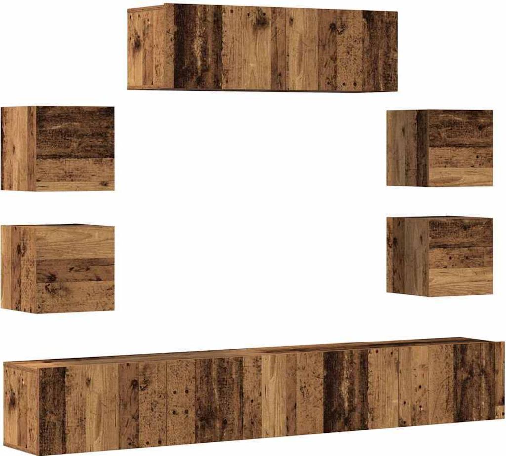 Maison Exclusive - 7-tlg. TV-Schrank-Set Wandmontage Altholz-Optik Holzwerkstoff