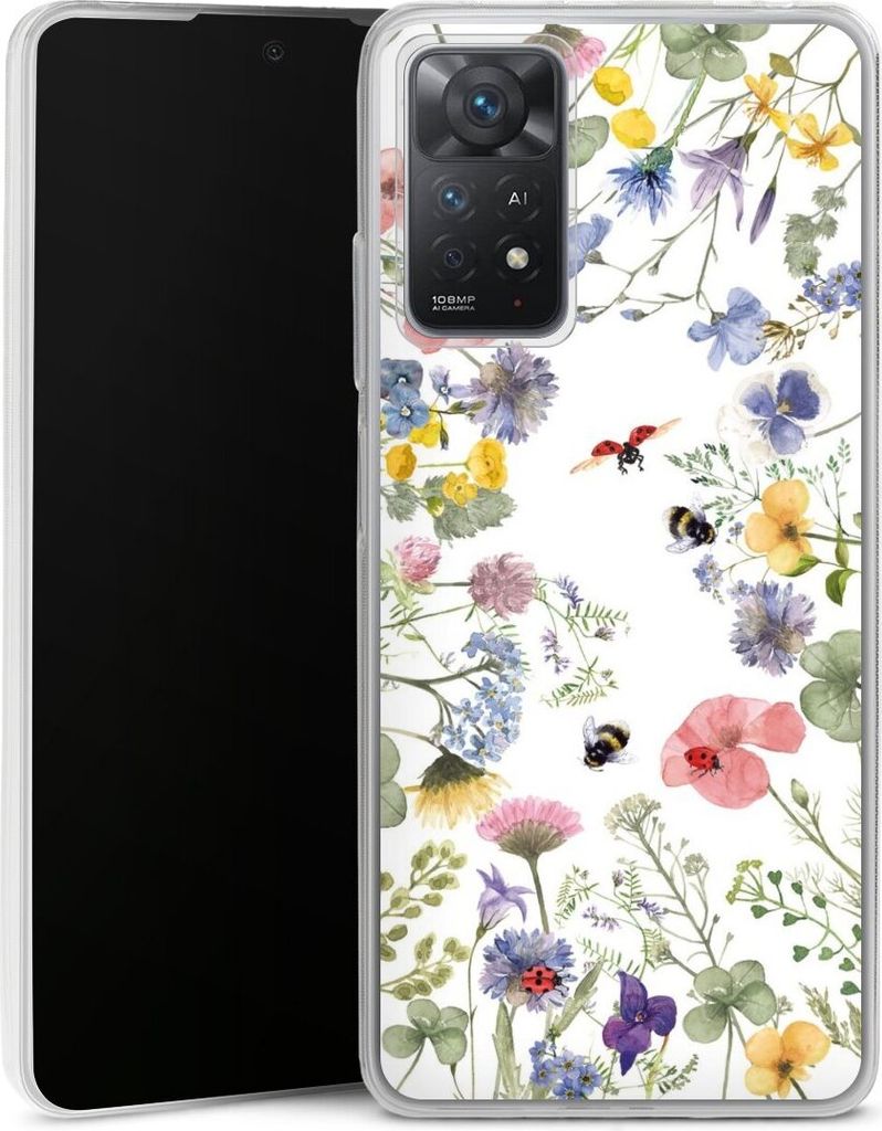DeinDesign Slim Hülle für Xiaomi Redmi Note 11 Pro 5G Silikon Case Ultra Dünn Handyhülle Biene Blumen Muster