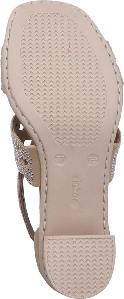 Rieker Damen Sandalette Hochfront mit Strass Cut-Outs und Karree Form 64773, Größe:37 EU, Farbe:Beige