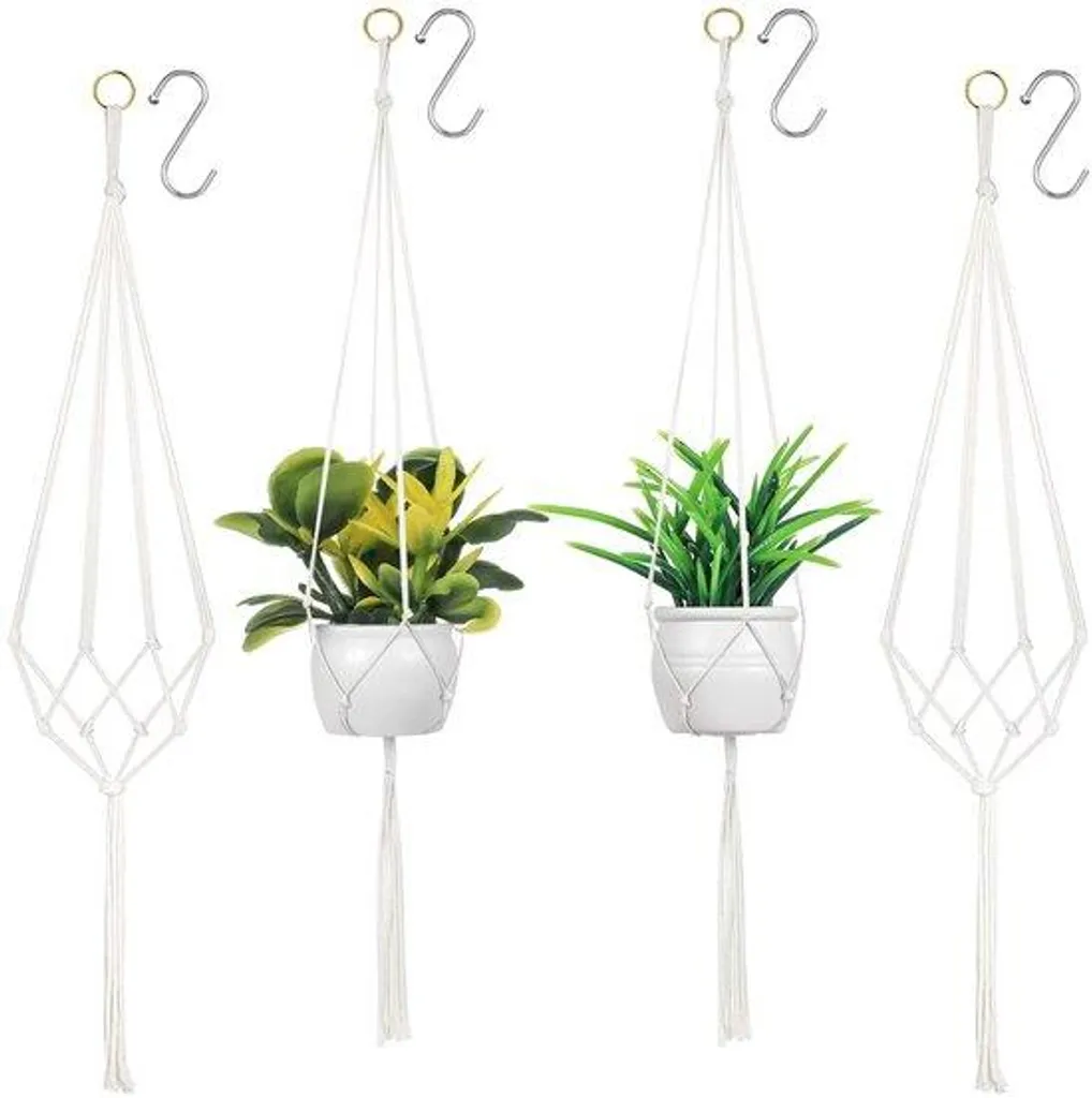 Suspension macramé pour plantes Lot de 4 cache-pots suspendus bohème