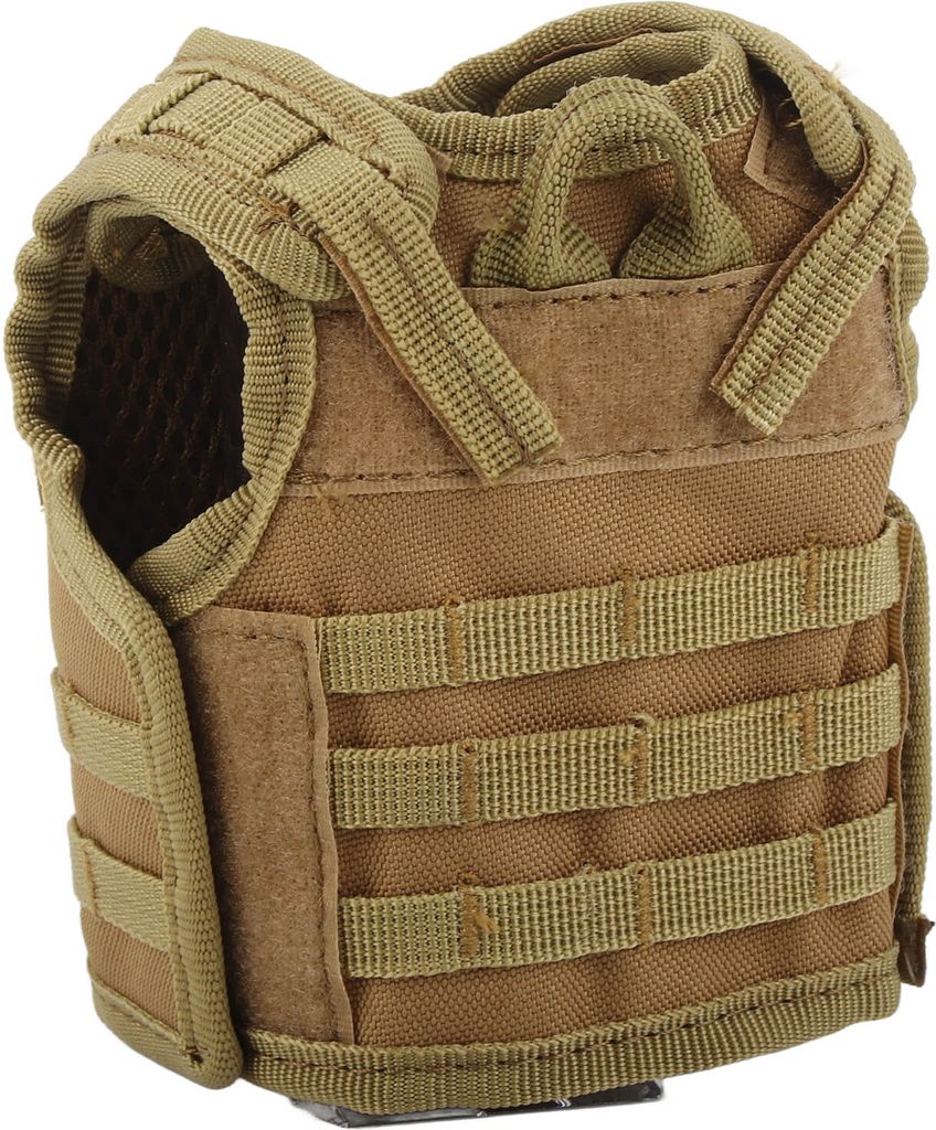 Bierflaschen-Vest, Nylon in Mattbraun, Miniaturweste für Dosengetränke & Bar-Dekoration