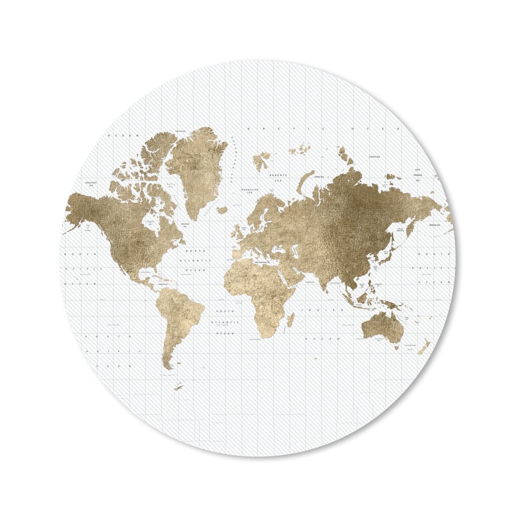 MuchoWow Mauspad Mousepad Weltkarte - Glitter - Gold 50x50 cm - Mousepads - Maus Mat - Pad - Mausunterlage - Vinyl