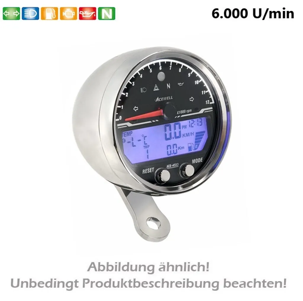 Remplacer compteur cassé par un instrument numérique alu-chrome étanche 12V