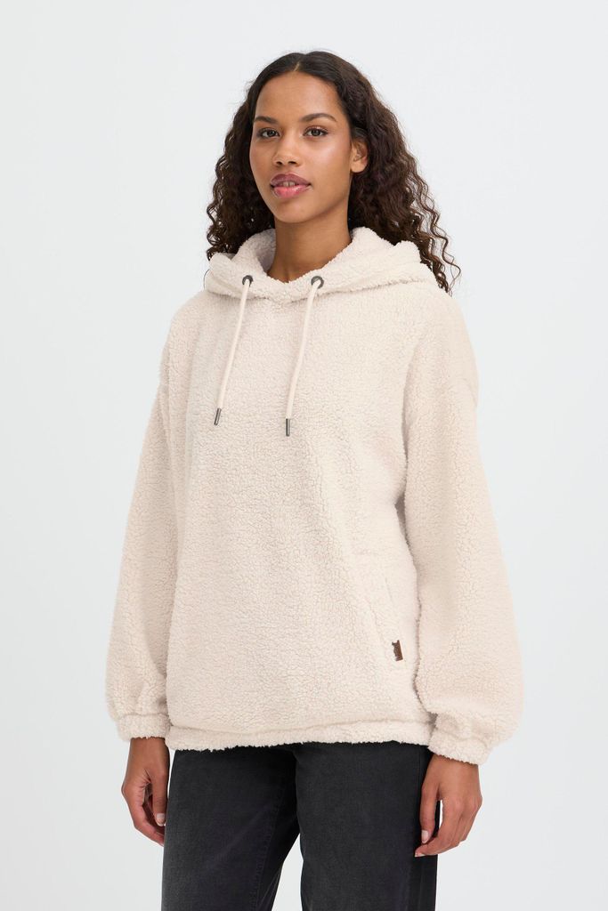 OXMO OXBERINA Damen Kapuzenpullover Hoodie Pullover mit Kapuze und Teddy-Fell loose fit