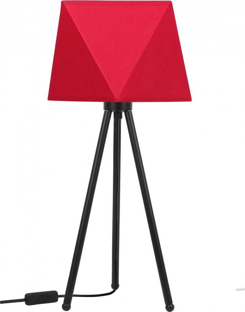 Light-Home Lampenschirm Tischlampe Modern - Elegante Nachttischlampe für Schlafzimmer Wohnzimmer - Tischleuchte E27 - 46x22,5 cm - Schwarz und Rot...