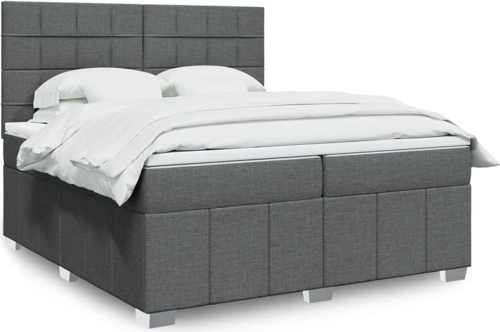 (NEU 2026) Boxspringbett mit Matratze, Doppelbett moderne, Dunkelgrau 200x200 cm - Stoff - Klassische Betten - 120.88 kg