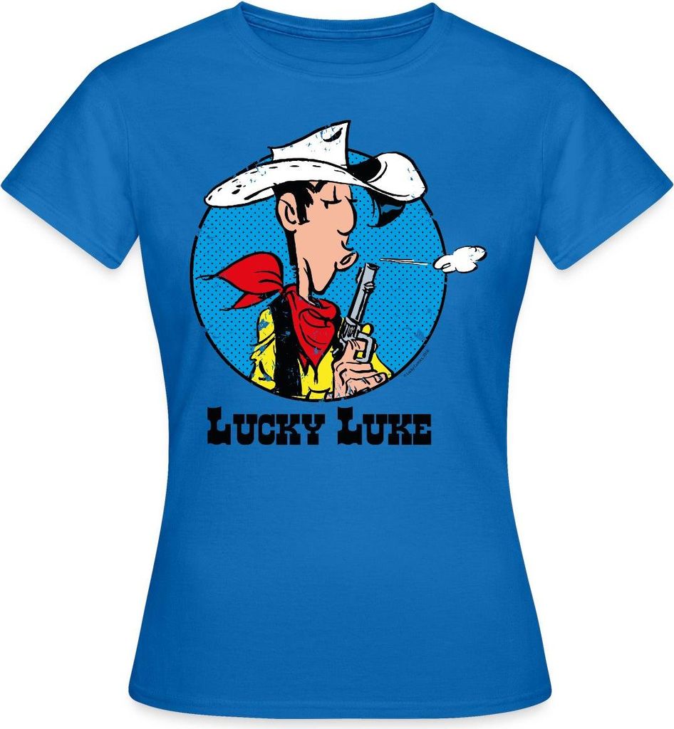 Spreadshirt Lucky Luke mit Pistole Frauen T-Shirt, L, Royalblau