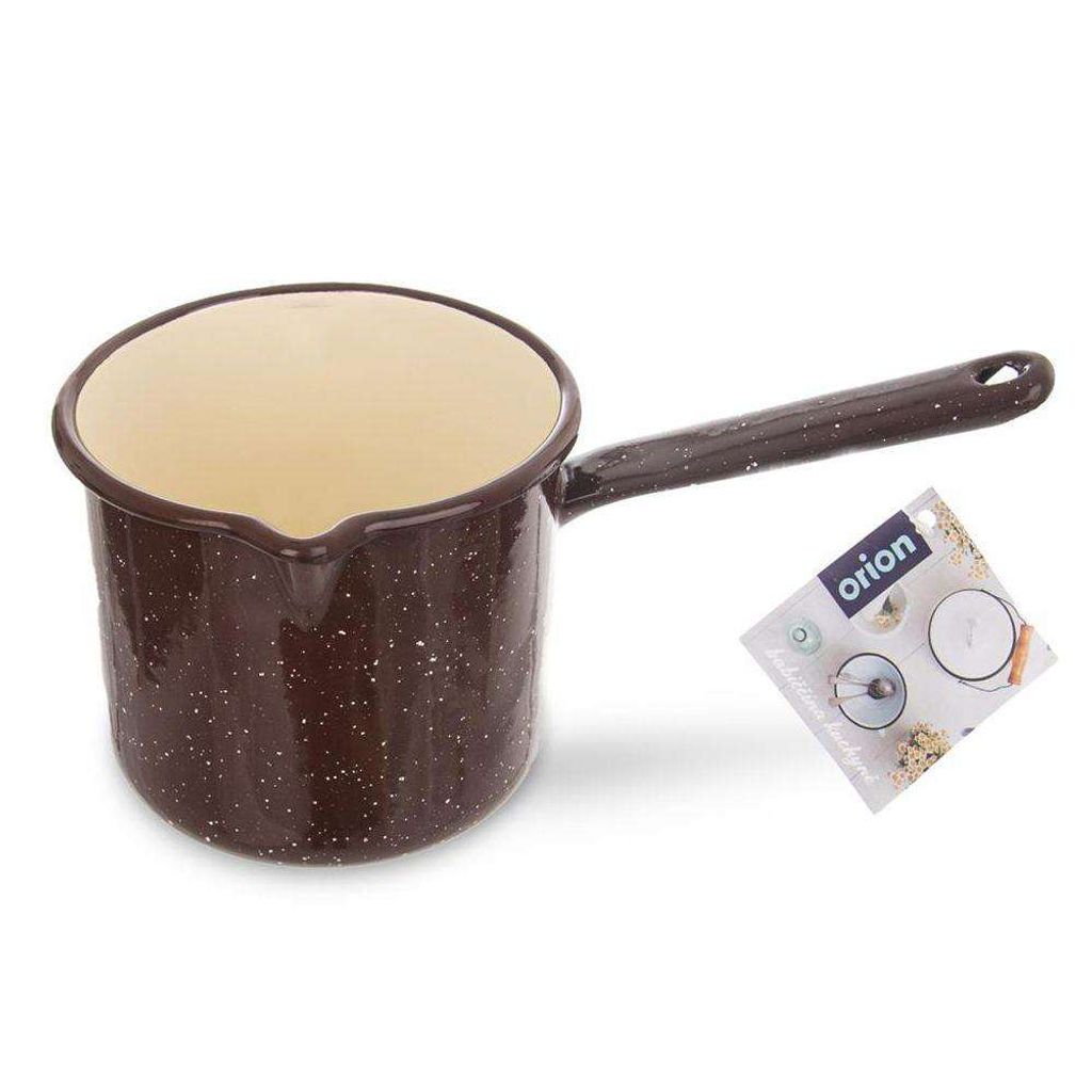 ORION Kochtopf Stielkasserolle emailliert 1,2l in BRAUN