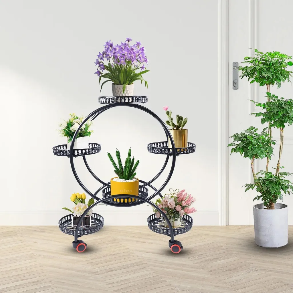 Support pour fleurs durable et facile à monter coloris noir moderne