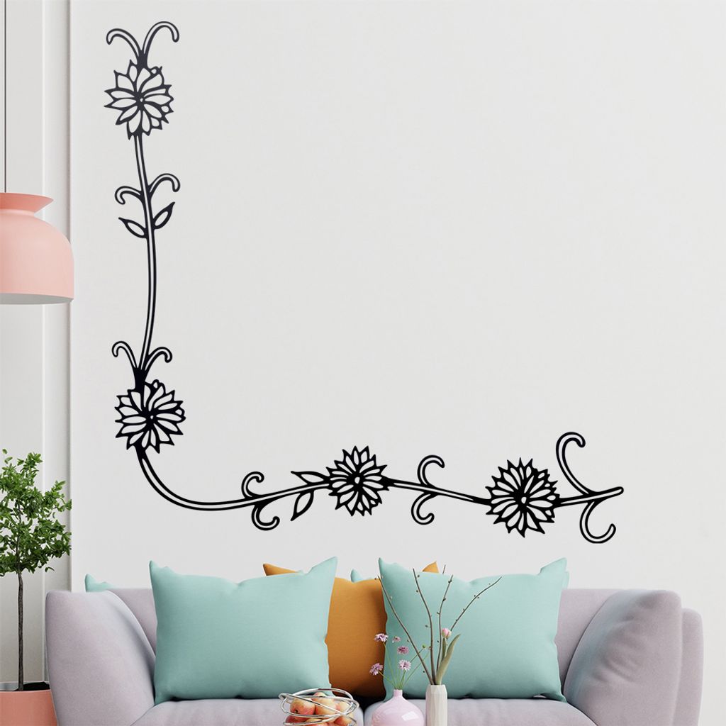 Blumen - Ranken Wandtattoo in 6 Größen - Wandaufkleber Wall Sticker - Dekoration, Küche, Wohnzimmer, Schlafzimmer, Badezimmer