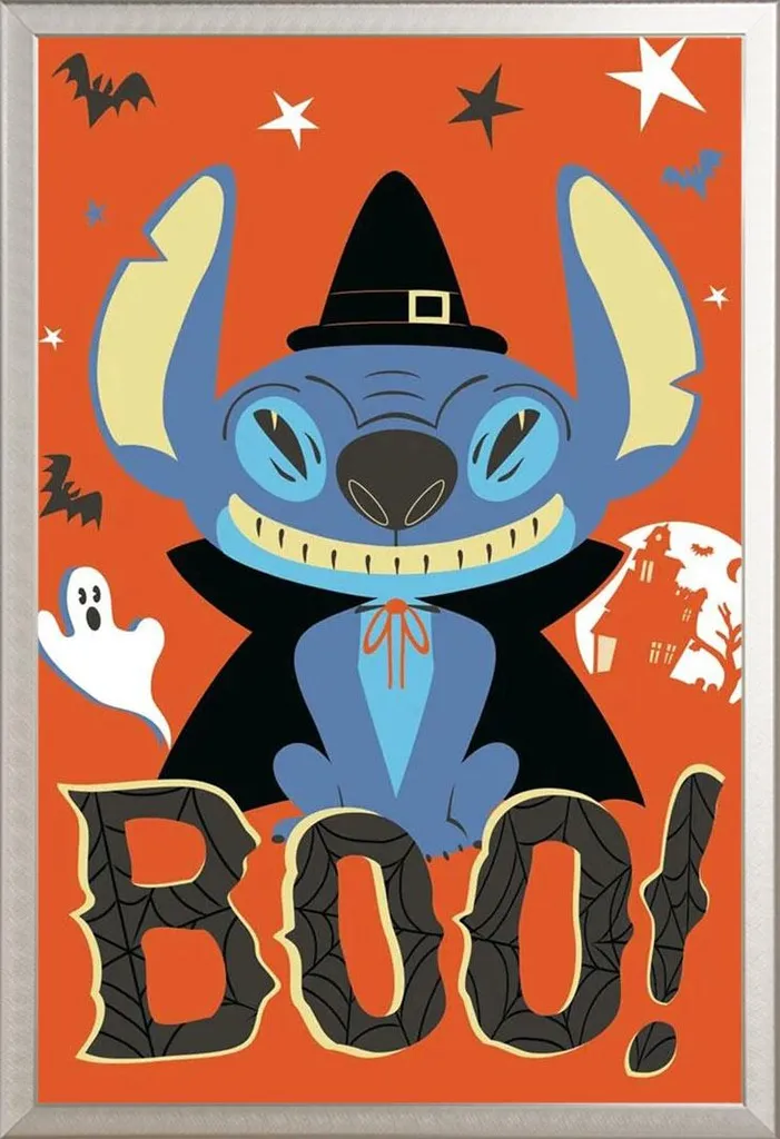 Regalo Disney Stitch Halloween: Poster e Cornice Anti-Urti in Alluminio
