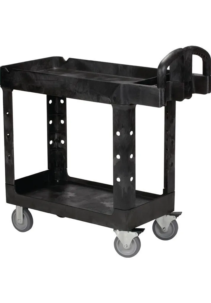 Chariot de transport rigide 2 plateaux PP noir capacité de 226kg