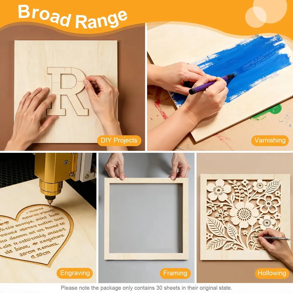 Planches en bois sans nœuds pour découpe précise - 30 unités 3 mm - 7