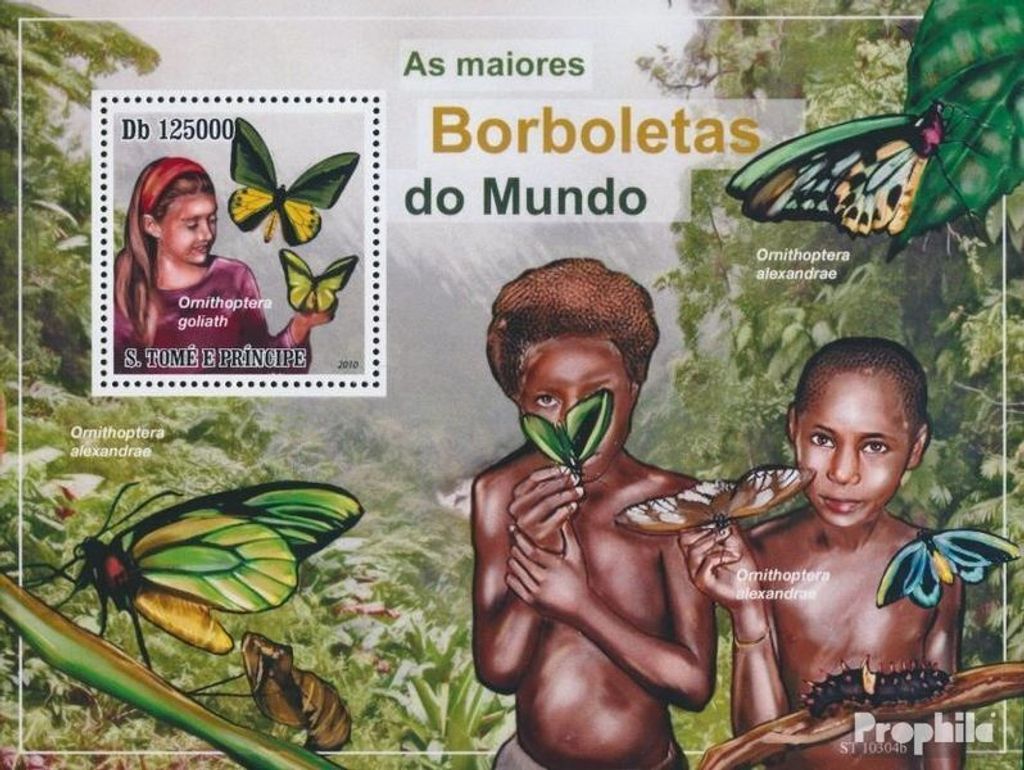 Briefmarken Sao Tome e Principe 2010 Mi Block 782 (kompl. Ausgabe) postfrisch Größte Schmetterlinge der Welt