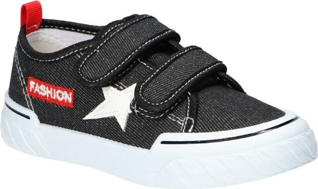 AMERICAN CLUB TEN167 Kinder-Sneaker mit Klettverschluss, Kinderschuhe, Ledereinsatz Schwarz 26