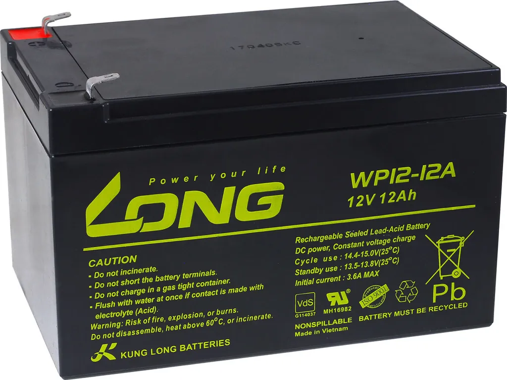 Batterie Plomb WP12-12A KungLong 12V 12Ah pour Applications Vds