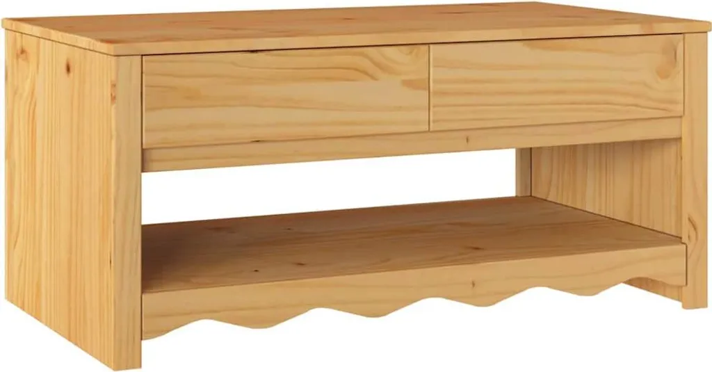 Tavolino Basso Drammen Rovere in Legno Pino Massiccio 99 cm