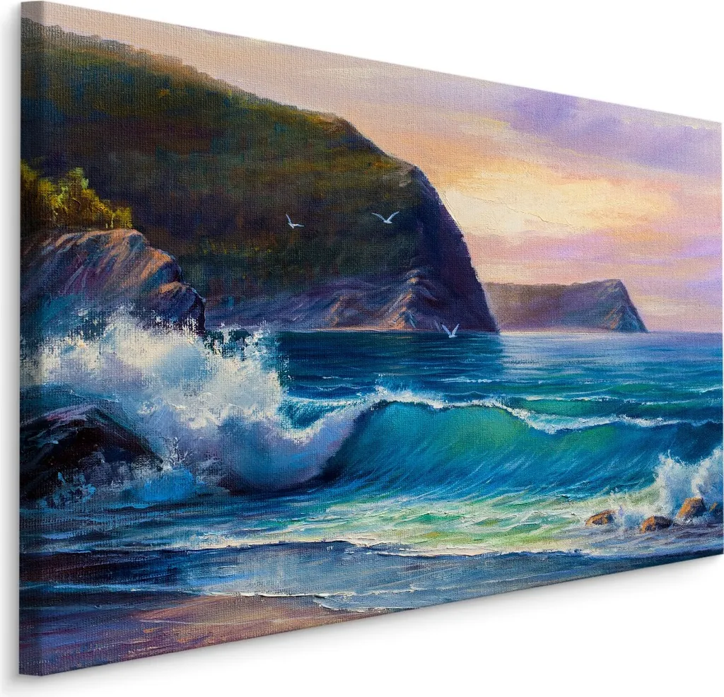 Favolosa carta da parati su tela 90x60 cm XXL stampa d'arte spiaggia mare gabbiani costa