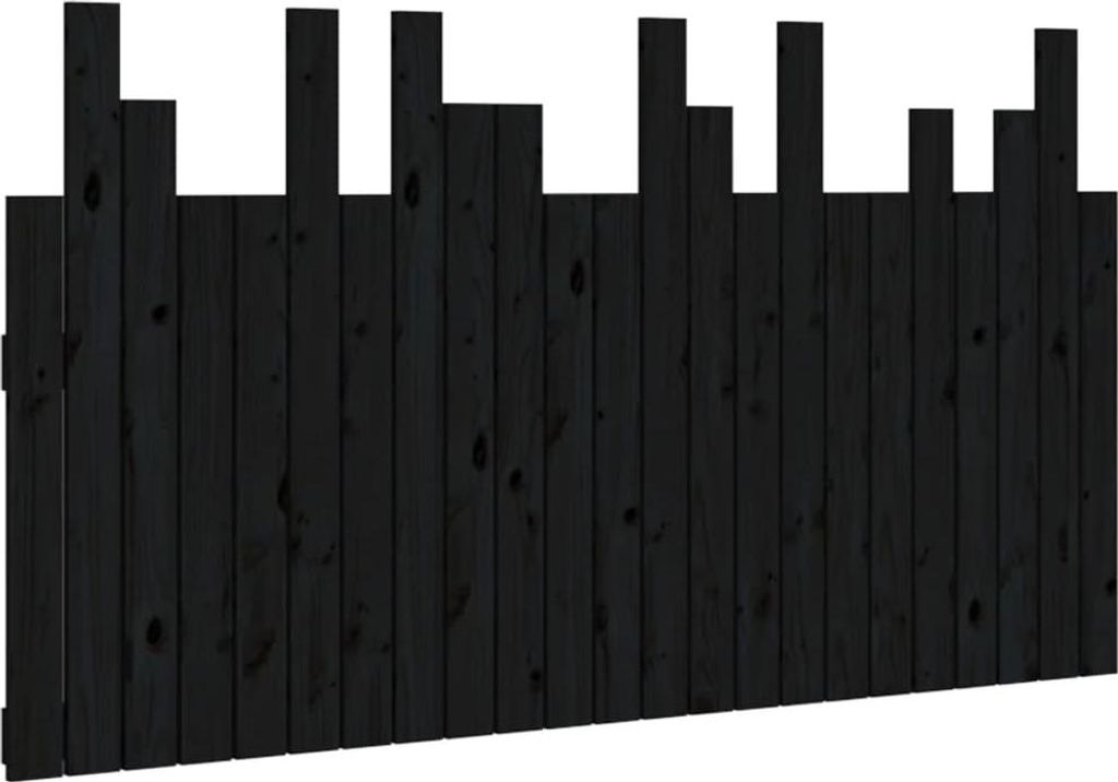 vidaXL Wand-Kopfteil Schwarz 146,5x3x80 cm Massivholz Produktbild 