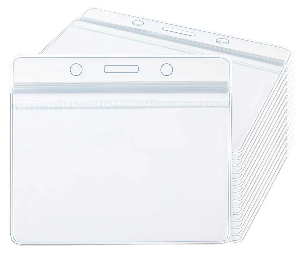 Lot de 100 pochettes badges horizontales transparentes en plastique PVC