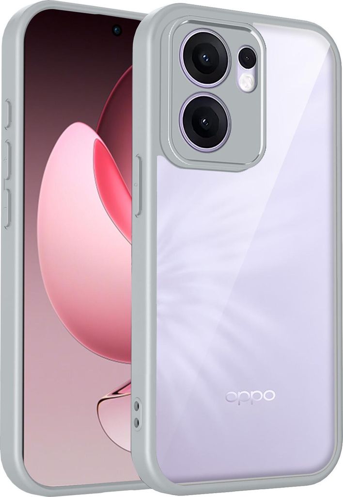 Hülle für Oppo Reno13 F 4G/Oppo Reno13 F 5G Transparente Rückseite TPU Bumper Stoßfest Handyhülle Grau