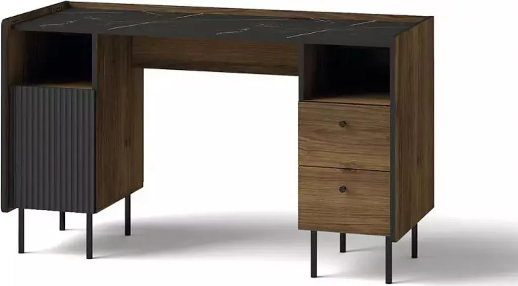 Bureau ASHEBORO Noyer et Noir San Sebastián - Design Industriel Chic