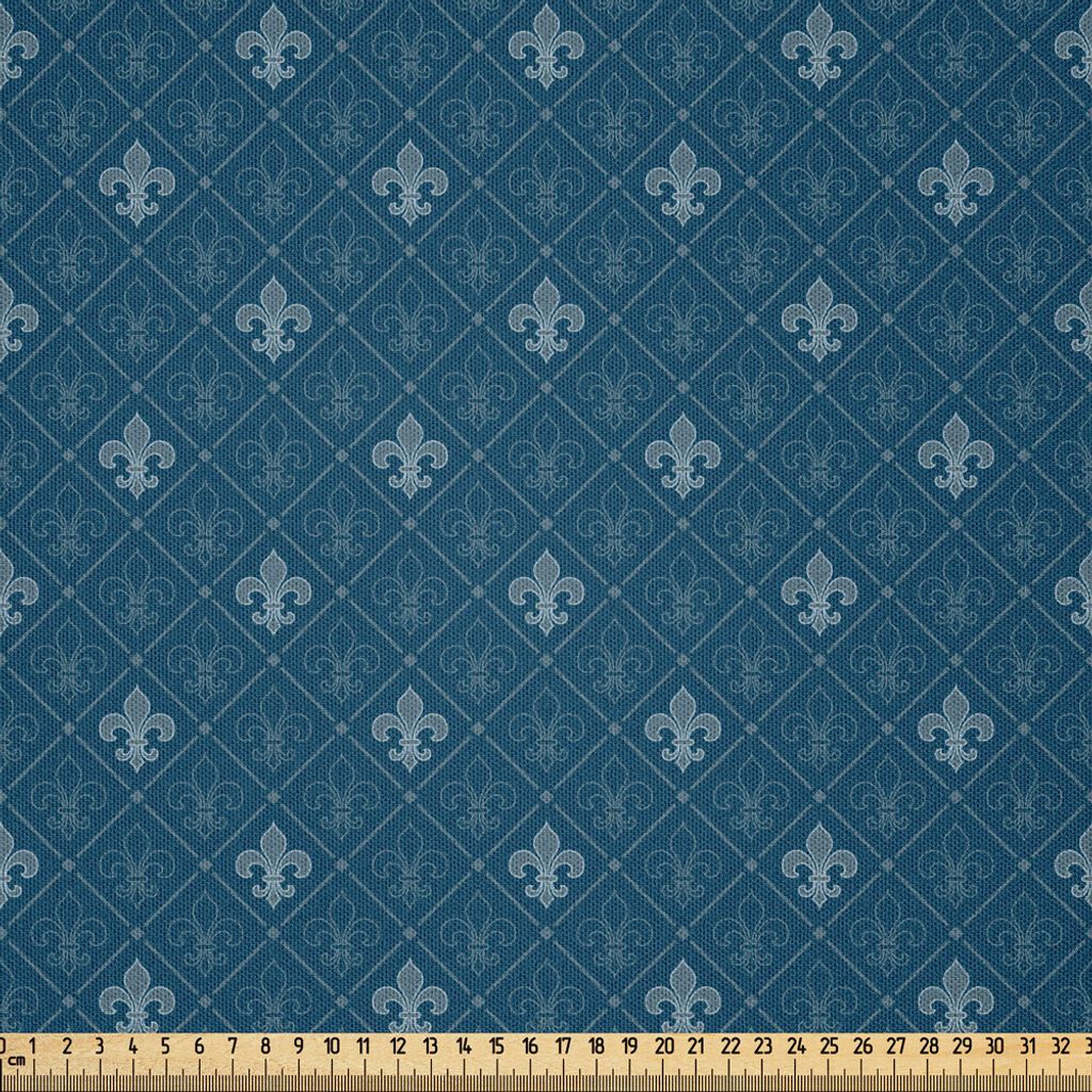 ABAKUHAUS Fleur De Lis Microfaser Stoff als Meterware , Mittelalter-abstraktes Blumengesteck-Muster mit alten barocken Elementen, 5 M (230 x 500 cm...